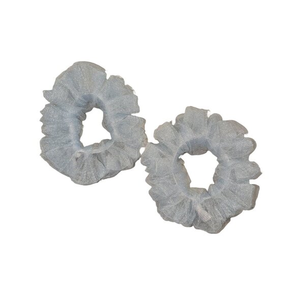 Mesh fabric scrunchies size small baby blue color and hand crafted - Picture 6 of 7